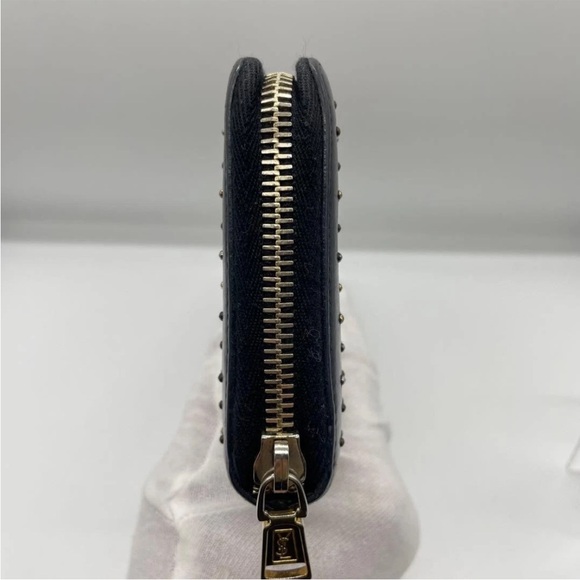 Yves Saint Laurent Black Wallet with Silver Zipper - Picture 4 of 12